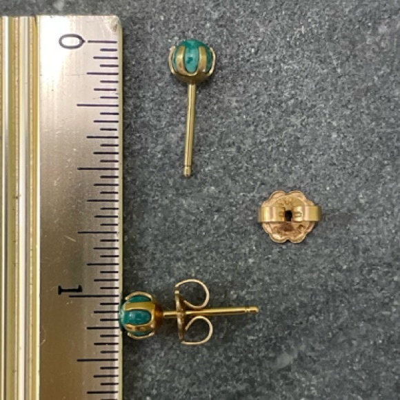 14k Gold Turquoise Stud Earrings - Picture 10 of 13